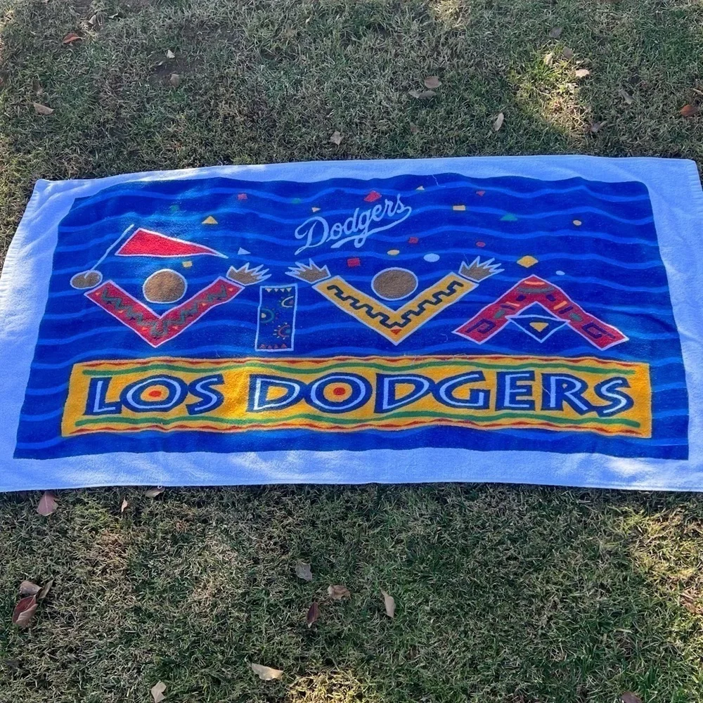 Vintage Los Angeles Dodgers LA MLB Promotional Beach Towel Viva Los Dodgers